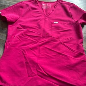 Figs Women's Scrub Top and pants in Bright Pink